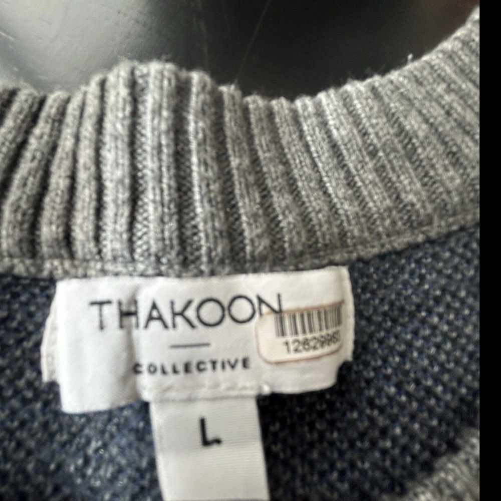 Sweater Dress‎ L Above Knee Gray With Asymetric Blue Plaid Detail Large - Picture 3 of 10